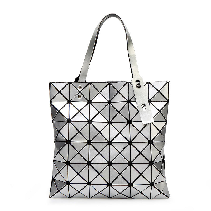 Geometric Patterned Tote Bag with Unique Reflective Design
