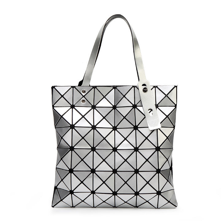 Geometric Patterned Tote Bag with Unique Reflective Design
