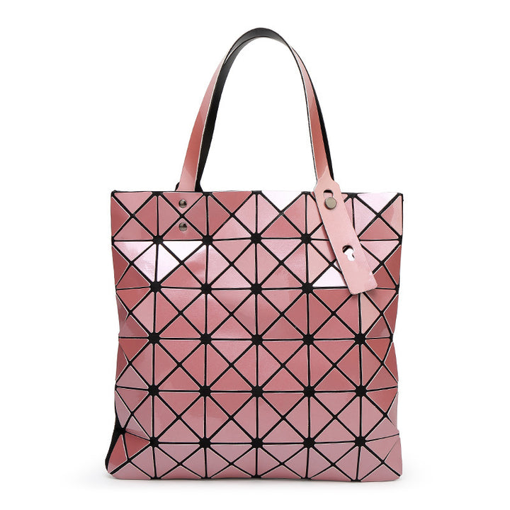 Geometric Patterned Tote Bag with Unique Reflective Design