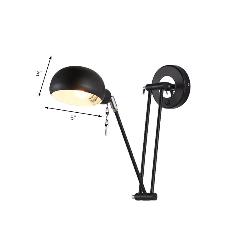 BowLift | Bowl Living Room Wall Light with Swivel Arm Industrial Retro Metallic 1 Light Black Reading Wall Light