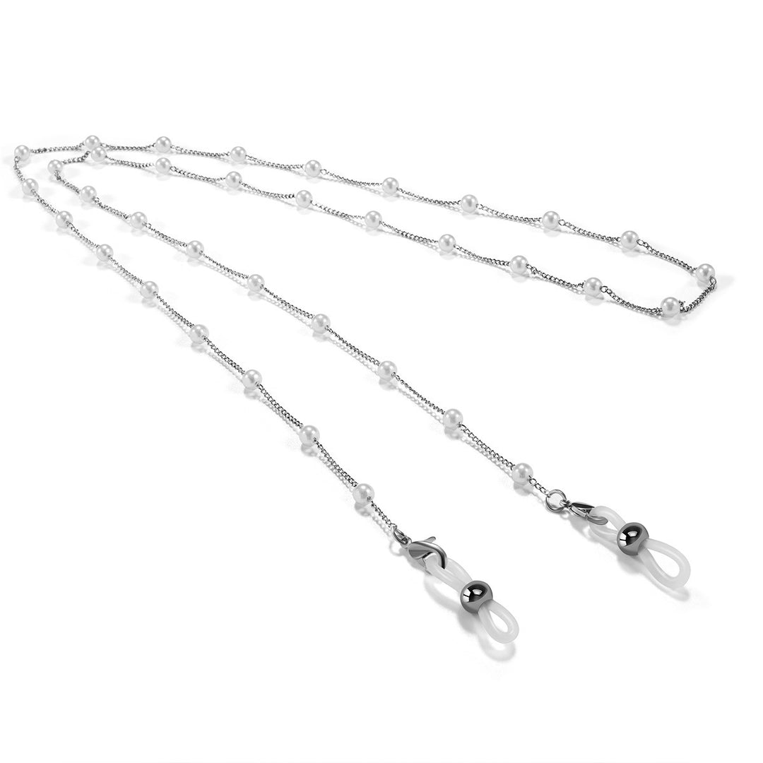 Elegant glasses holder chain with pearls and stainless steel details Bowlift