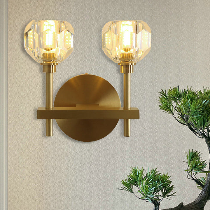 BowLift | Modernism Dome Wall Lamp Fixture Clear Crystal 1/2-Light Living Room Wall Mounted Lamp in Brass Finish