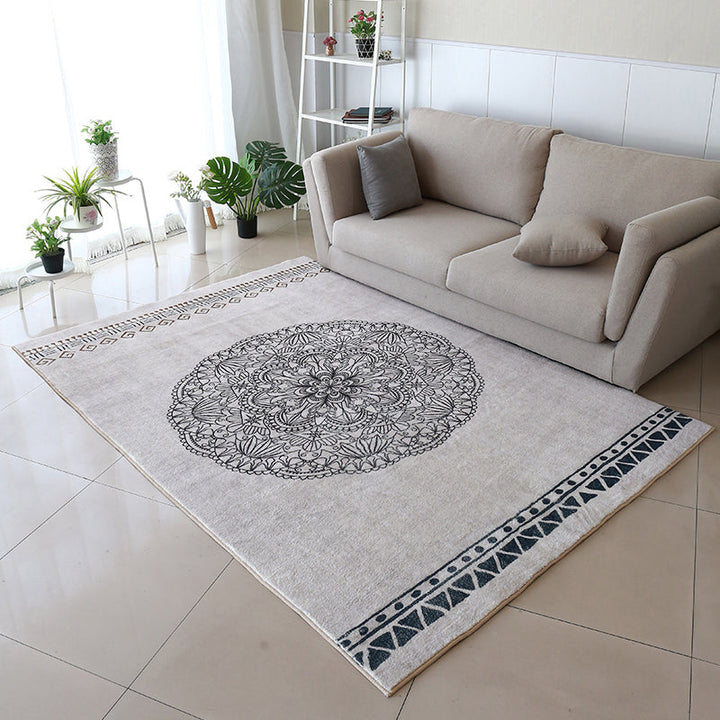 Moroccan living room rug Multicolored flower print rug lamb wool non-slip backing washable indoor rug | Bowlift
