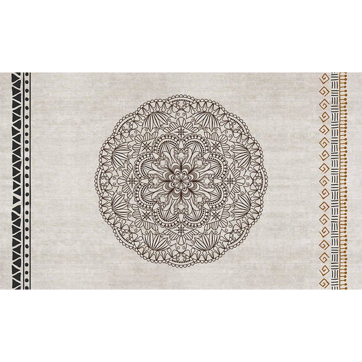 Moroccan living room rug Multicolored flower print rug lamb wool non-slip backing washable indoor rug | Bowlift