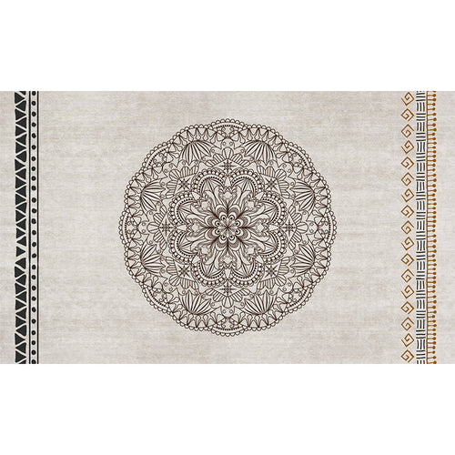 Moroccan living room rug Multicolored flower print rug lamb wool non-slip backing washable indoor rug | Bowlift