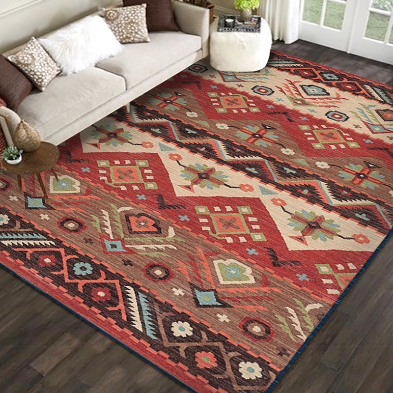 BowLift | Casual Multicolor Geo Rug Polyester Western Area Rug Non-Slip Machine Washable Easy Care Indoor Rug for Living Room