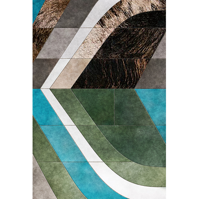 BowLift | Casual Geometric Pattern Rug Multicolored Synthetic Indoor Rug Non-Slip Back Machine Washable Area Rug for Living Room