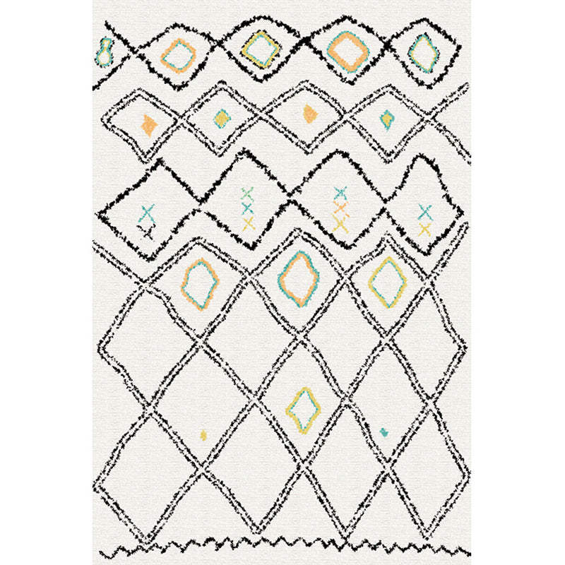 BowLift | Casual Geometric Pattern Rug Multicolored Synthetic Indoor Rug Non-Slip Back Machine Washable Area Rug for Living Room