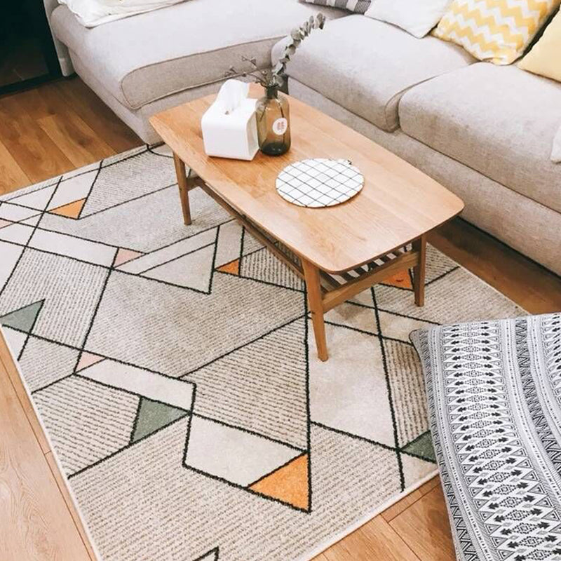 BowLift | Casual Geometric Pattern Rug Multicolored Synthetic Indoor Rug Non-Slip Back Machine Washable Area Rug for Living Room