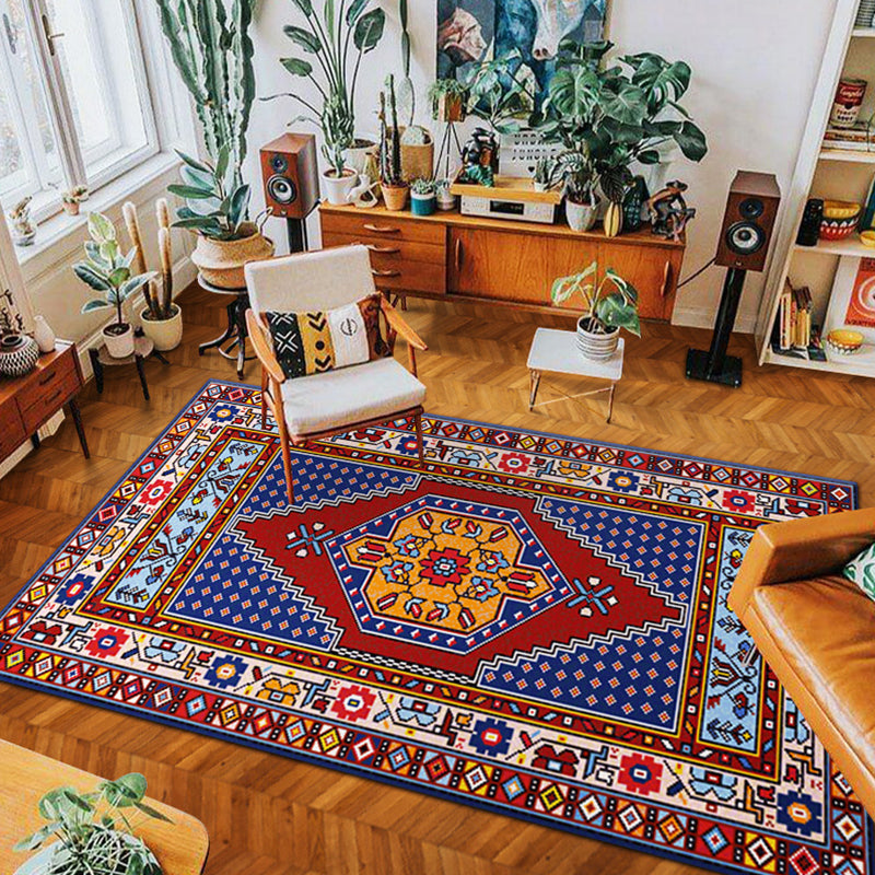 BowLift | eclectic tribal pattern rug multicolored polypropylene indoor rug non-slip backing pet-friendly area rug for the living room
