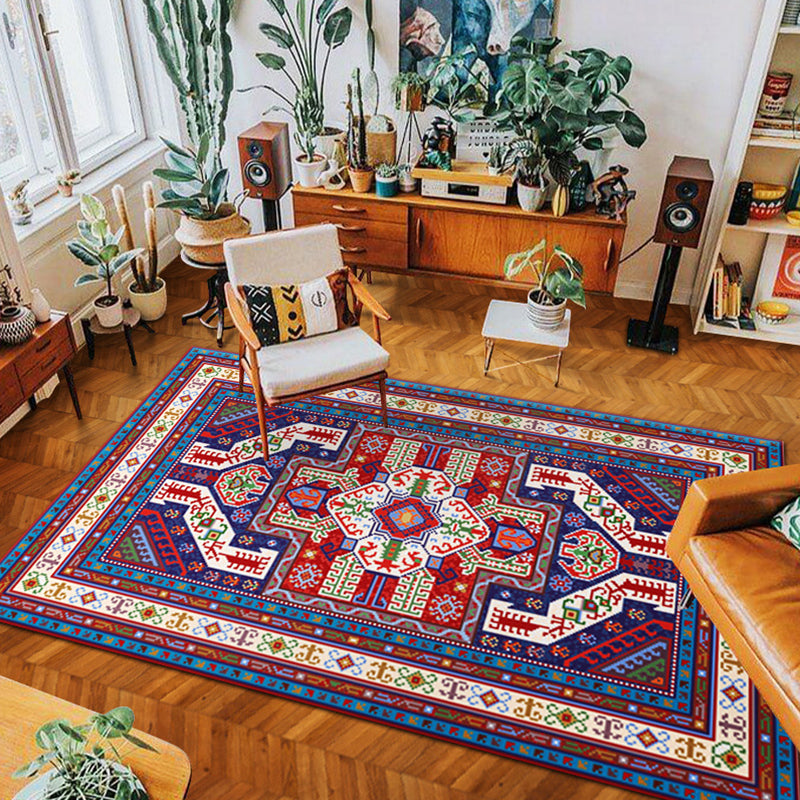 BowLift | eclectic tribal pattern rug multicolored polypropylene indoor rug non-slip backing pet-friendly area rug for the living room