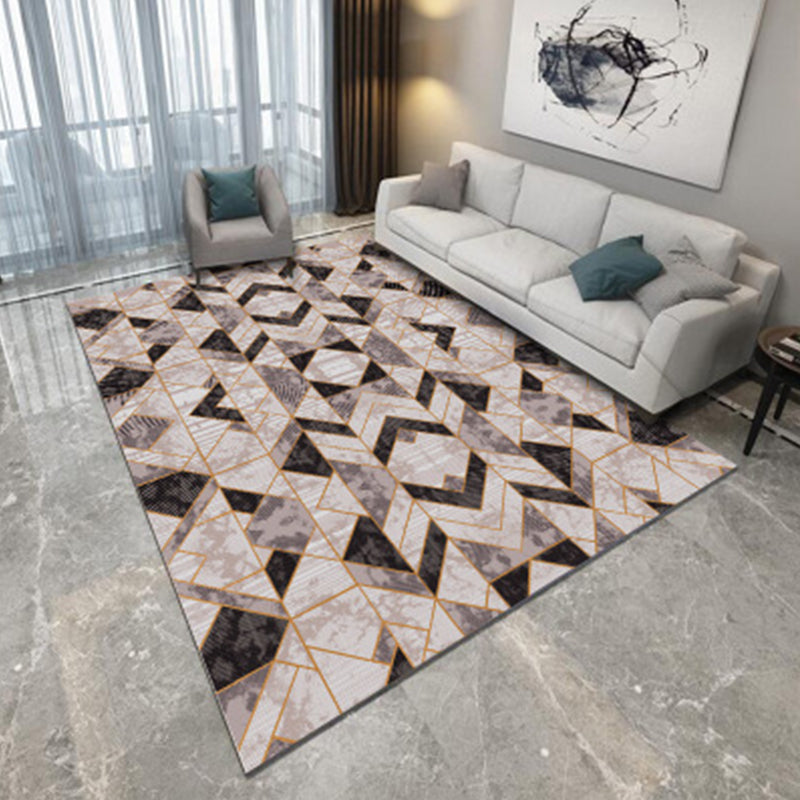 Nordic Living Room Rug Multicolored Geometric Printed Rug Polypropylene Easy Care Machine Washable Pet Friendly Rug | Bowlift