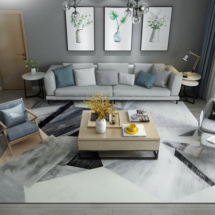 BowLift | Simple Living Room Carpet Multicolored Geometric Pattern Indoor Carpet Synthetic Non-Slip Back Pet-Friendly Area Rug