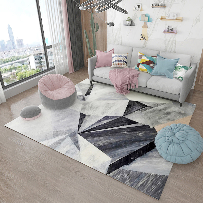BowLift | Simple Living Room Carpet Multicolored Geometric Pattern Indoor Carpet Synthetic Non-Slip Back Pet-Friendly Area Rug
