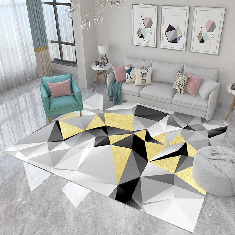 BowLift | Simple Living Room Carpet Multicolored Geometric Pattern Indoor Carpet Synthetic Non-Slip Back Pet-Friendly Area Rug