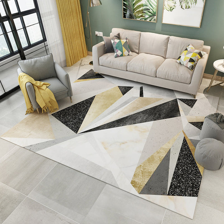 BowLift | Simple Living Room Carpet Multicolored Geometric Pattern Indoor Carpet Synthetic Non-Slip Back Pet-Friendly Area Rug