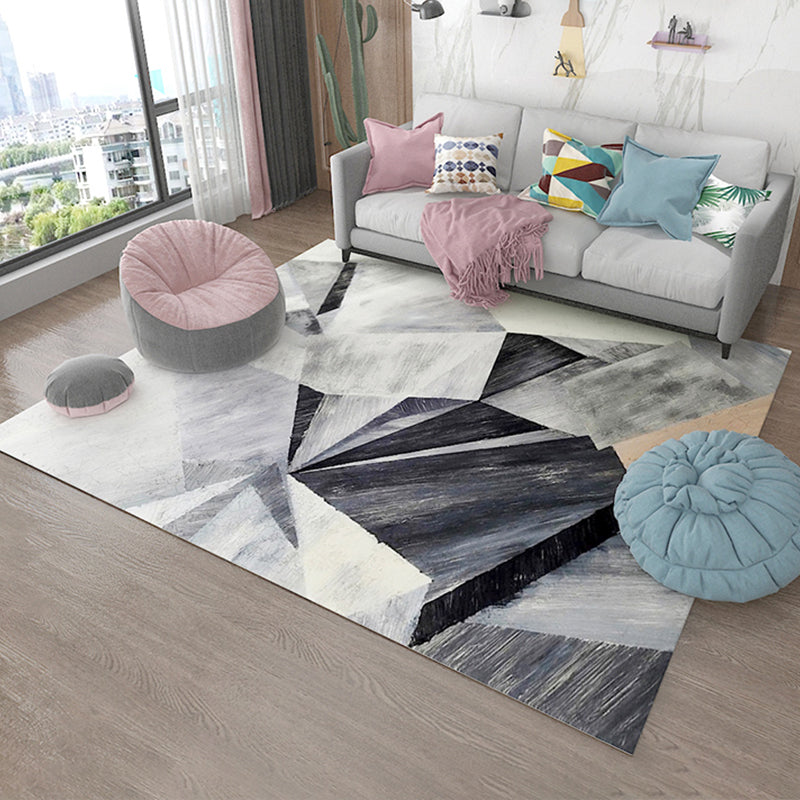 BowLift | Simple Living Room Carpet Multicolored Geometric Pattern Indoor Carpet Synthetic Non-Slip Back Pet-Friendly Area Rug