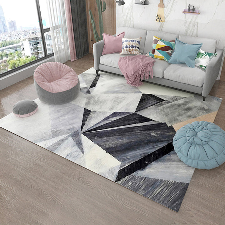 BowLift | Simple Living Room Carpet Multicolored Geometric Pattern Indoor Carpet Synthetic Non-Slip Back Pet-Friendly Area Rug