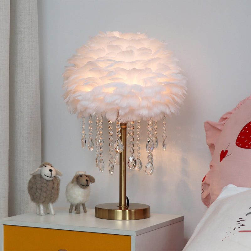 BowLift | Romantic FeatherBeam - Modern Feather 1-Light Bed Lamp with Crystal Decor