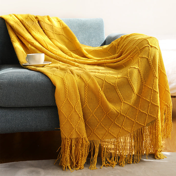 Textured Knitted Throw Blanket