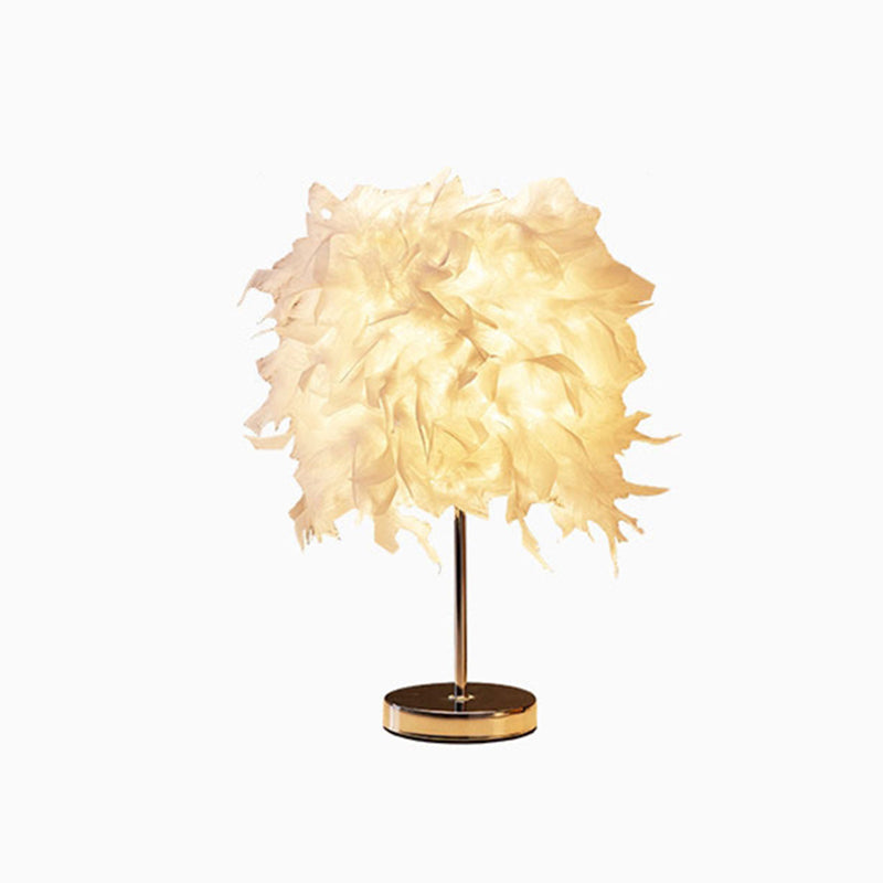 BowLift | White Cylindrical Table Lamp Simplicity Single Bulb Spring Table Lamp