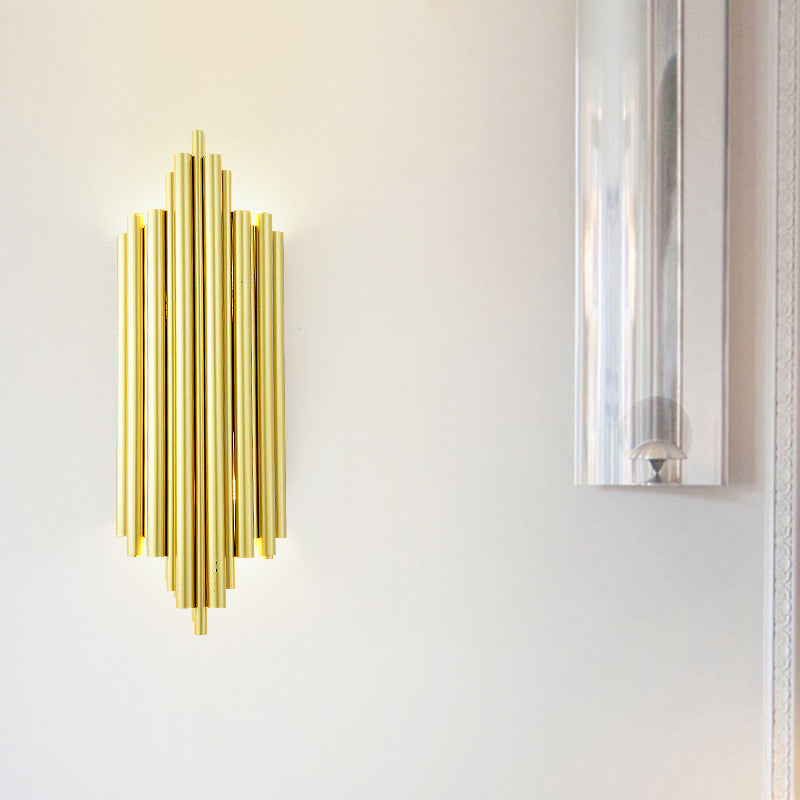 BowLift | Gold Finish Flute Wall Light Postmodernism 4-Light Metal Wall Mount Light for Living Room