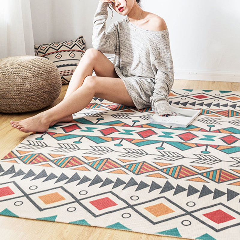 BowLift | Southwest Bedroom Carpet Multicolored Tribal Printed Area Rug Jute Pet-Friendly Stain-Resistant Indoor Carpet