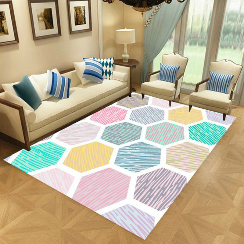 Nordic Living Room Rug Multicolored Geometric Rug for Indoor Synthetic Non-Slip Back Machine Washable Rug | Bowlift