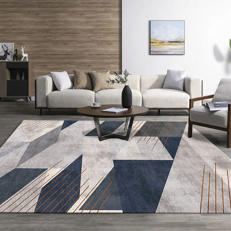 Scandinavian geometric patterned rug Multicolored polypropylene rug Non-slip backing Easy care Washable Indoor rug for the living room | Bowlift