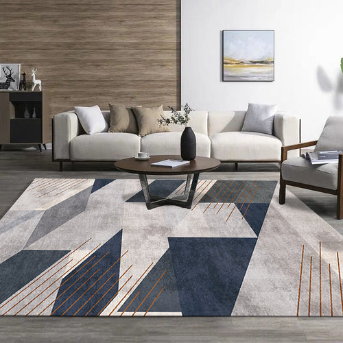 Scandinavian geometric patterned rug Multicolored polypropylene rug Non-slip backing Easy care Washable Indoor rug for the living room | Bowlift
