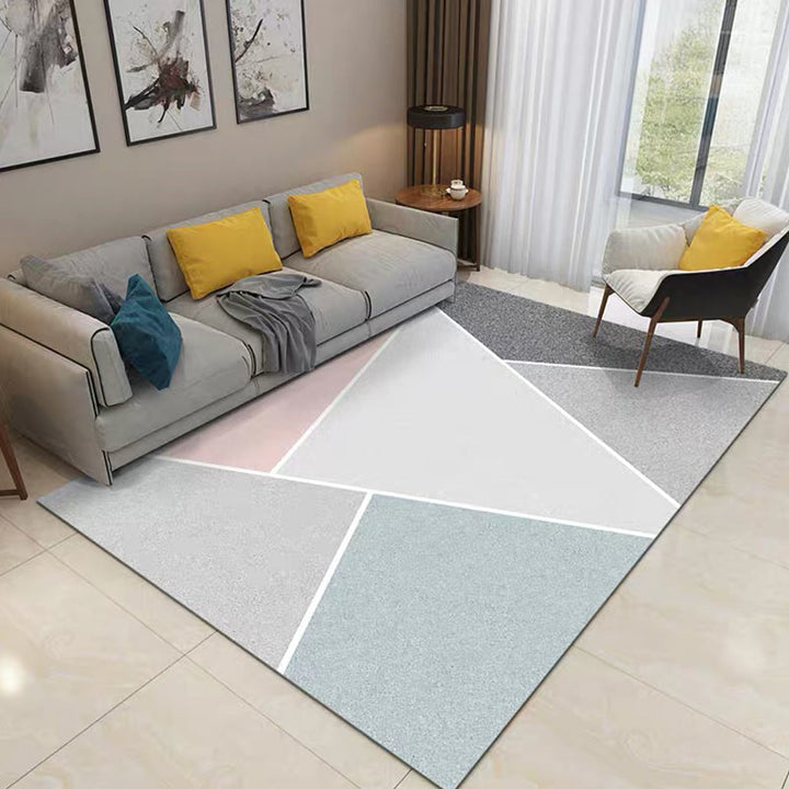 Simple Living Room Mirror Multi-Colored Geometric Print Indoor Rug Synthetic Non-Slip Backing Stain-Resistant Rug | Bowlift