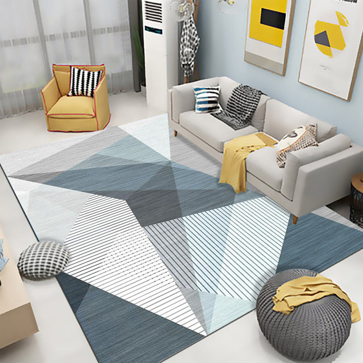 Simple Living Room Mirror Multi-Colored Geometric Print Indoor Rug Synthetic Non-Slip Backing Stain-Resistant Rug | Bowlift