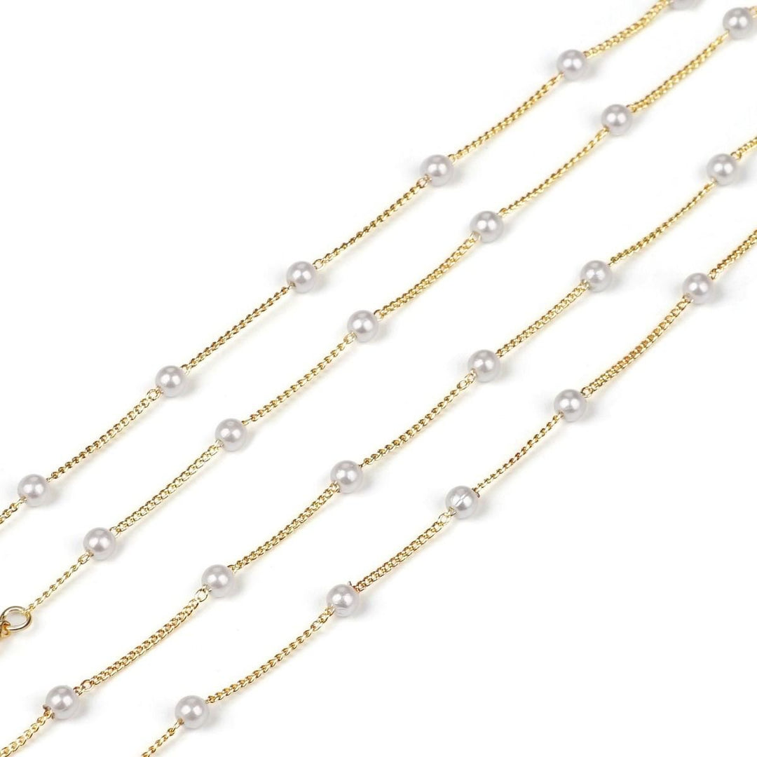 Elegant glasses holder chain with pearls and stainless steel details Bowlift