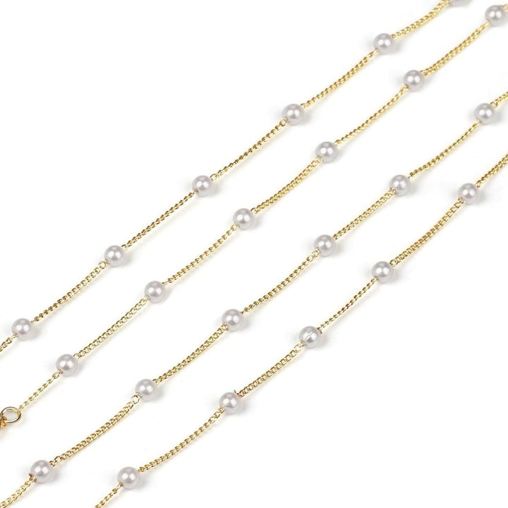 Elegant glasses holder chain with pearls and stainless steel details Bowlift