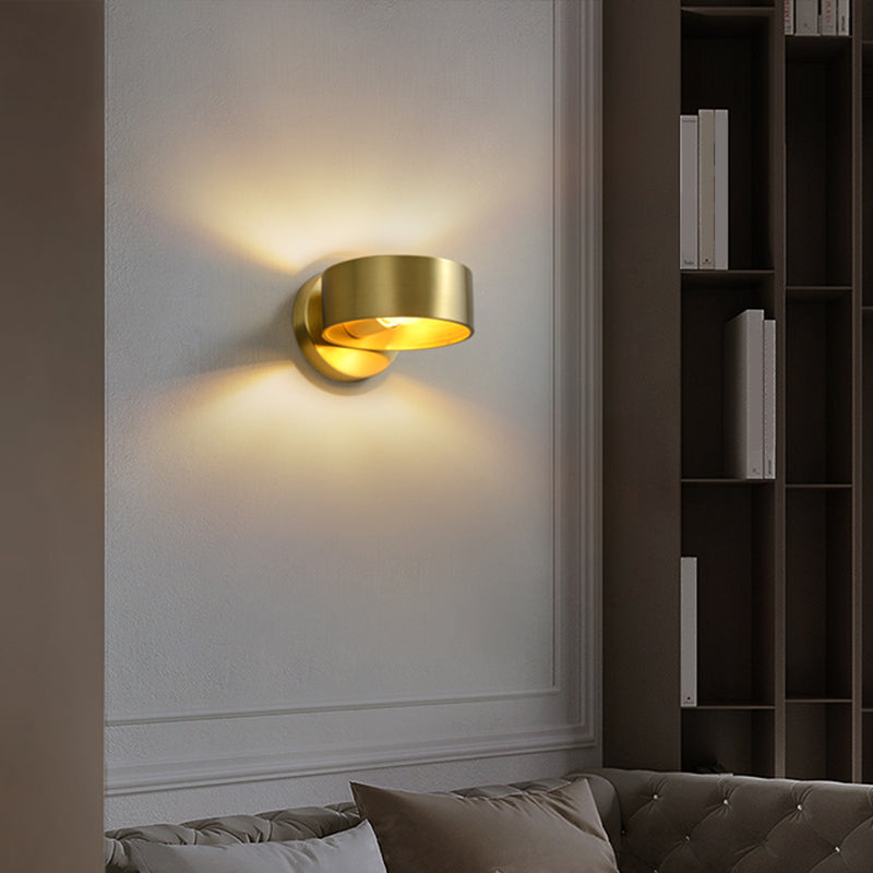 BowLift | Metal Circle Wall Lamp Light Minimalist 1 Head Brass Wall Light for Bedroom