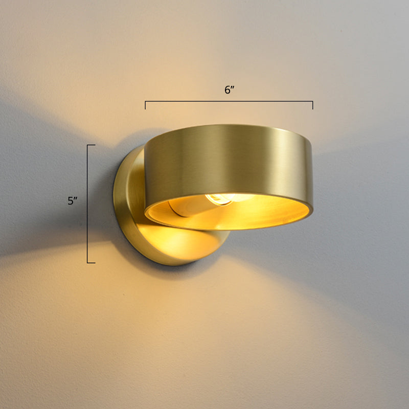 BowLift | Metal Circle Wall Lamp Light Minimalist 1 Head Brass Wall Light for Bedroom