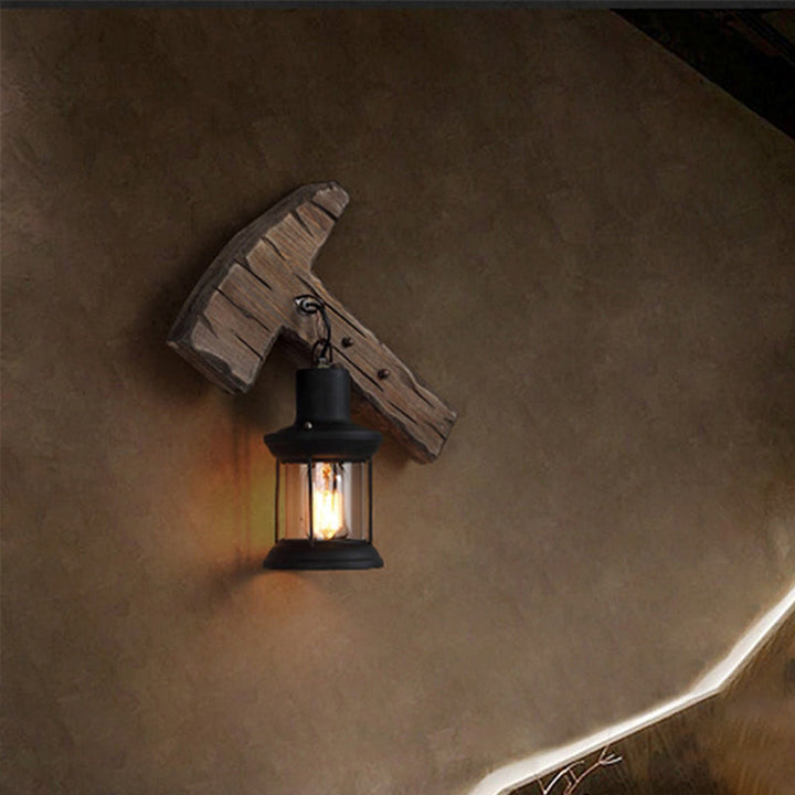 BowLift | Wood Shiplap Wall Lamp Light Country 1-Light Restaurant Wall Light in Brown