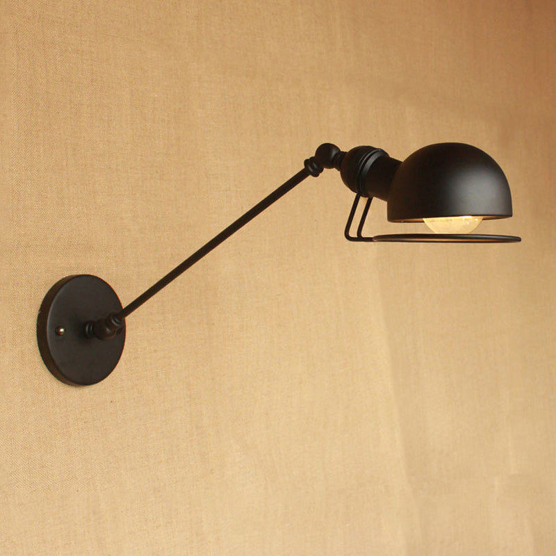 BowLift | Vintage Industrial Bowl Wall Lamp 1 Light Iron Wall Lamp with Rotatable Arm in Black/Metal