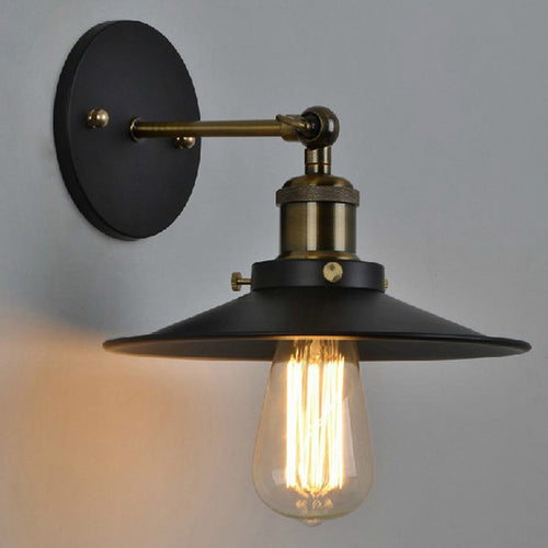 BowLift | Adjustable Gradual Shade Metal Wall Lamp Vintage 1 Bulb Bedroom Reading Wall Light in Black