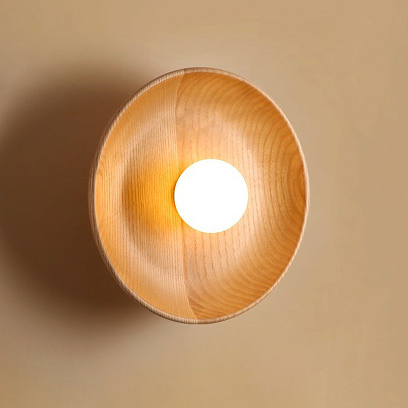 BowLift | Minimalistic Tray Shaped Wall Lamp Wooden 1 Head Living Room Wall Lamp Fixture