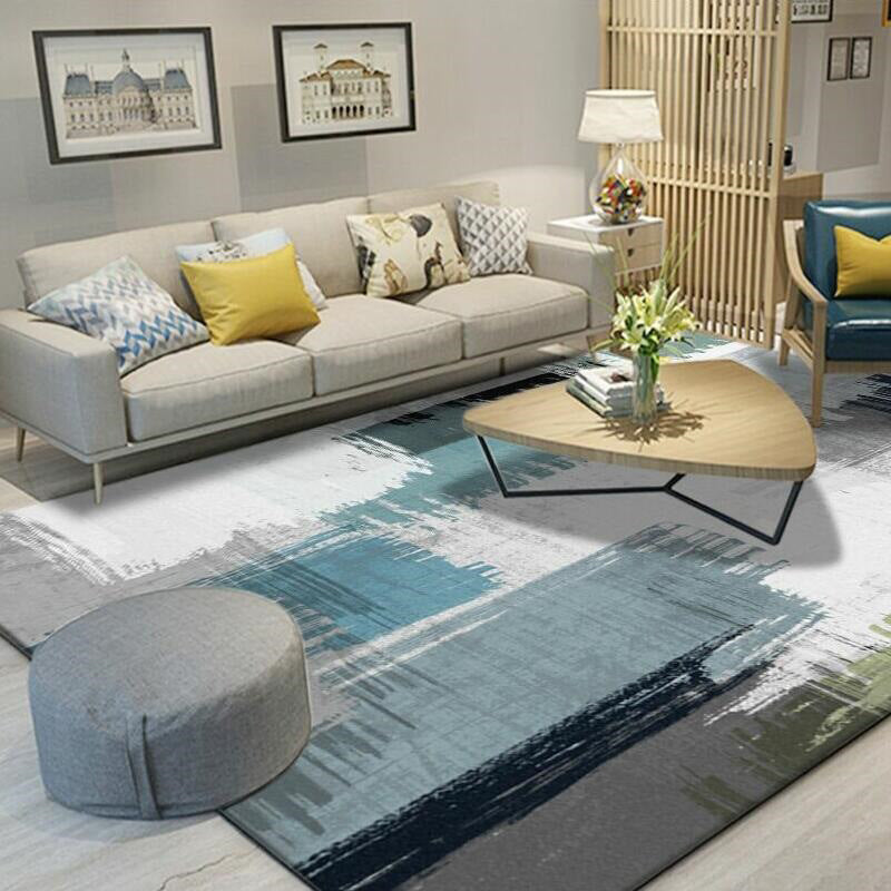 BowLift | Green decorative mat Scandinavian abstract printed carpet for indoor non-slip underlay pet-friendly carpet