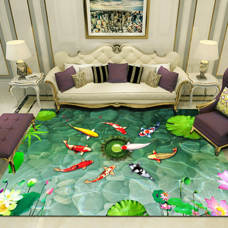 BowLift | Novelty 3D Ocean printed rug Multicolored Polyester rug with non-slip backing Easy-care rug for the living room