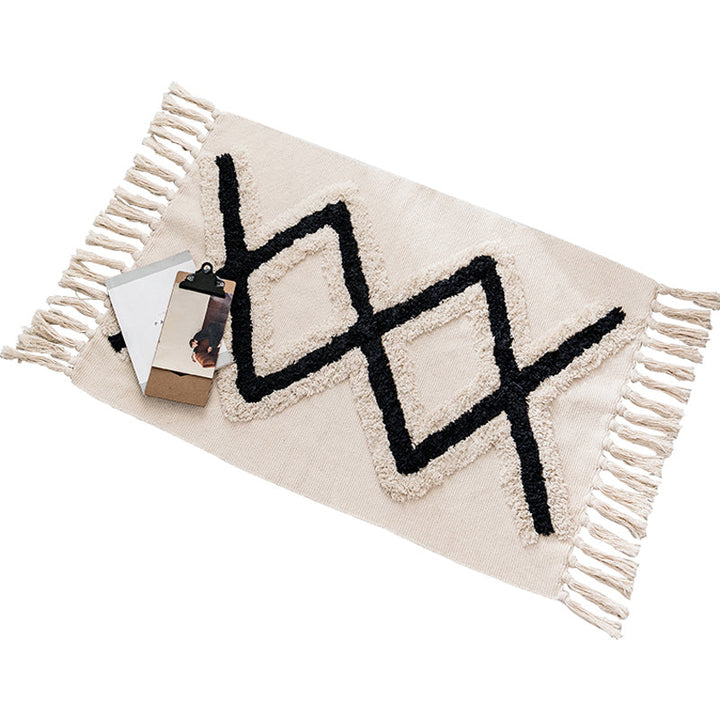 BowLift | Western geometric printed carpet Multicolored jute carpet Pet-friendly, stain-resistant indoor runner with fringes for the room