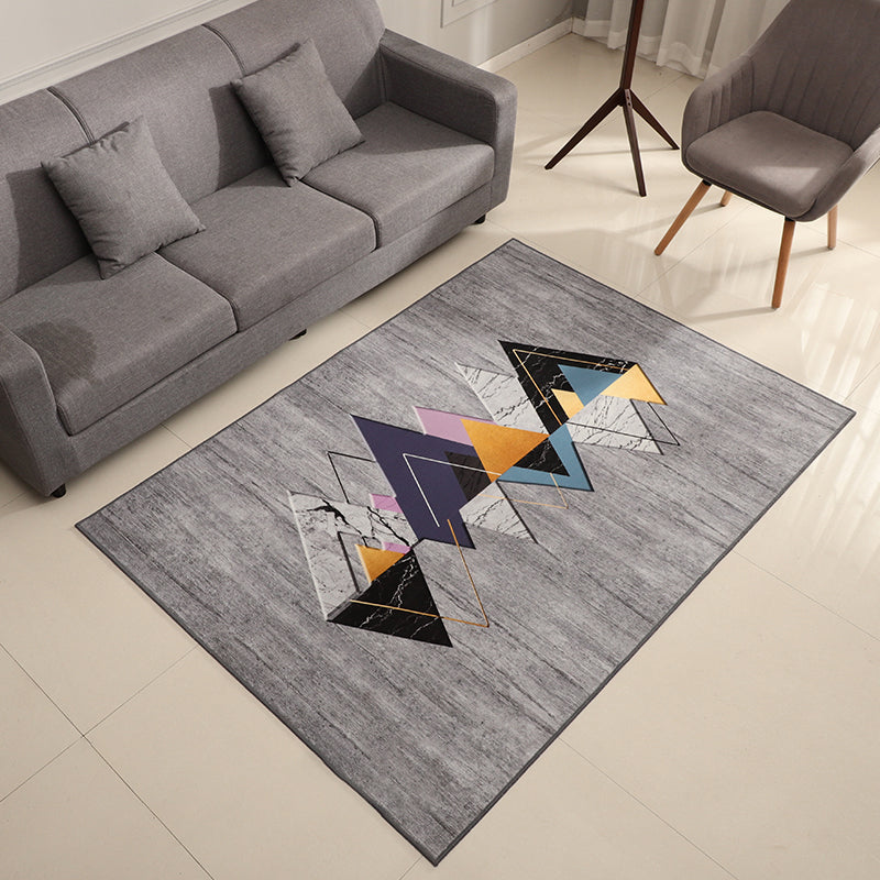BowLift | New Living Room Rug Multicolor Geometric Print Area Rug Polyester Non-Slip Backing Easy Care Indoor Rug