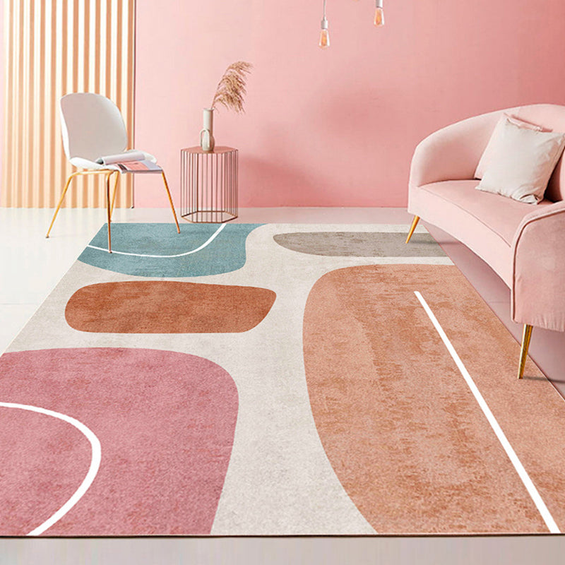 BowLift | Multicolored Scandinavian rug made of polyester hand-printed indoor rug pet-friendly easy-care area rug for the living room
