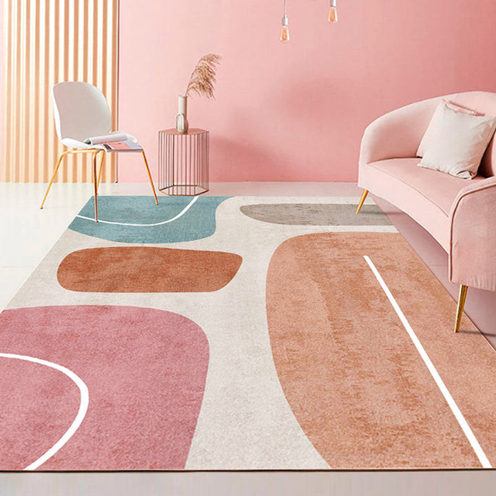 BowLift | Multicolored Scandinavian rug made of polyester hand-printed indoor rug pet-friendly easy-care area rug for the living room