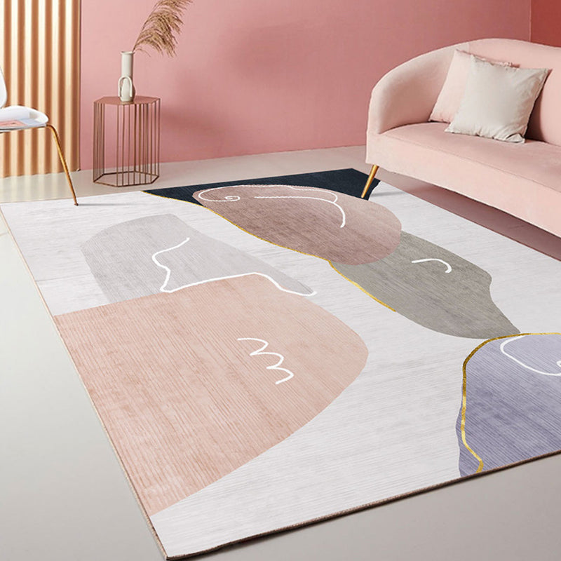 BowLift | Multicolored Scandinavian rug made of polyester hand-printed indoor rug pet-friendly easy-care area rug for the living room