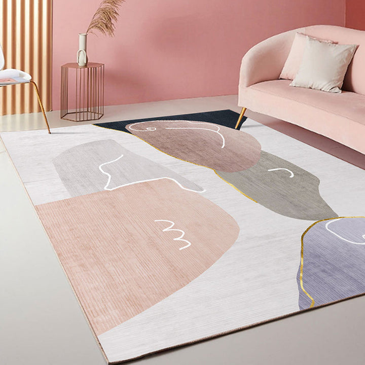 BowLift | Multicolored Scandinavian rug made of polyester hand-printed indoor rug pet-friendly easy-care area rug for the living room