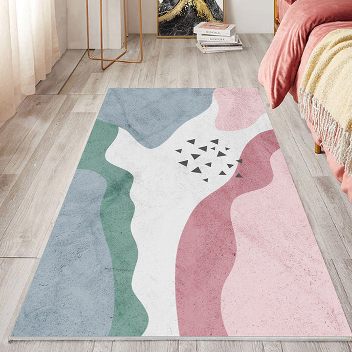 BowLift | Multicolored Scandinavian rug made of polyester hand-printed indoor rug pet-friendly easy-care area rug for the living room