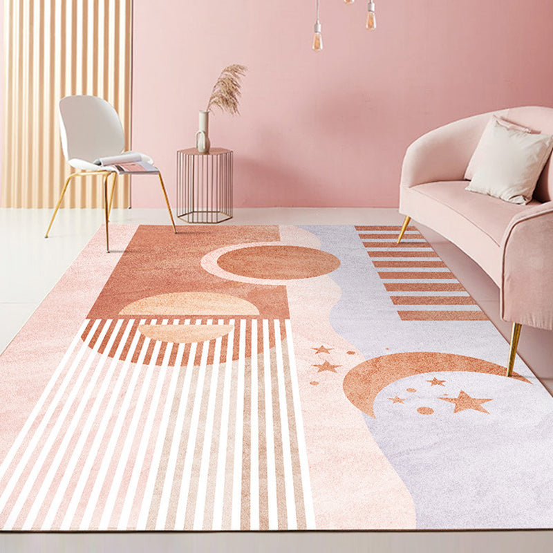 BowLift | Multicolored Scandinavian rug made of polyester hand-printed indoor rug pet-friendly easy-care area rug for the living room